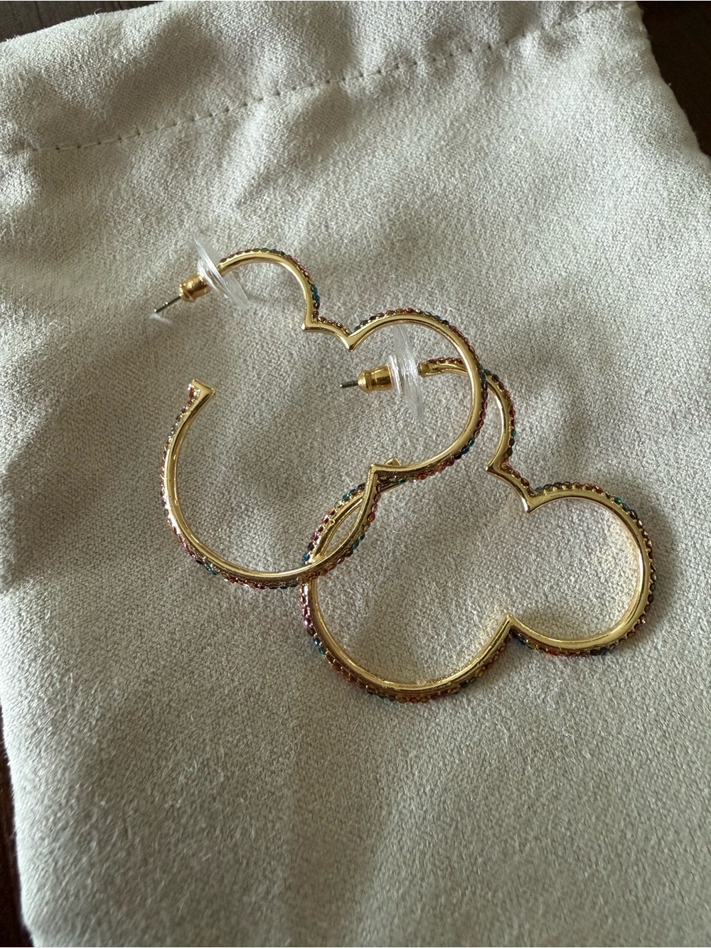Disney Baublebar Mickey Rainbow Rhinestone Hoop Earrings - Picture 2 of 4